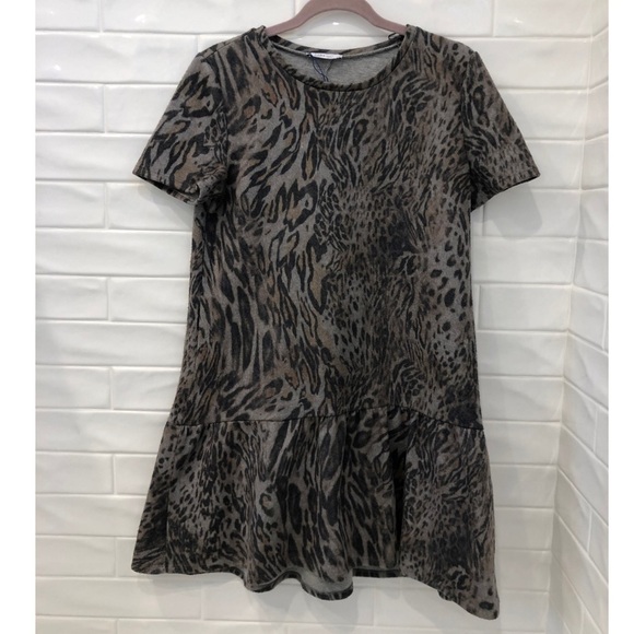 ZARA Circular Animal Print Ruffled hem Dress - Picture 2 of 5